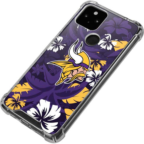 NFL Minnesota Vikings Tropical Print Google Pixel 5 Clear Case